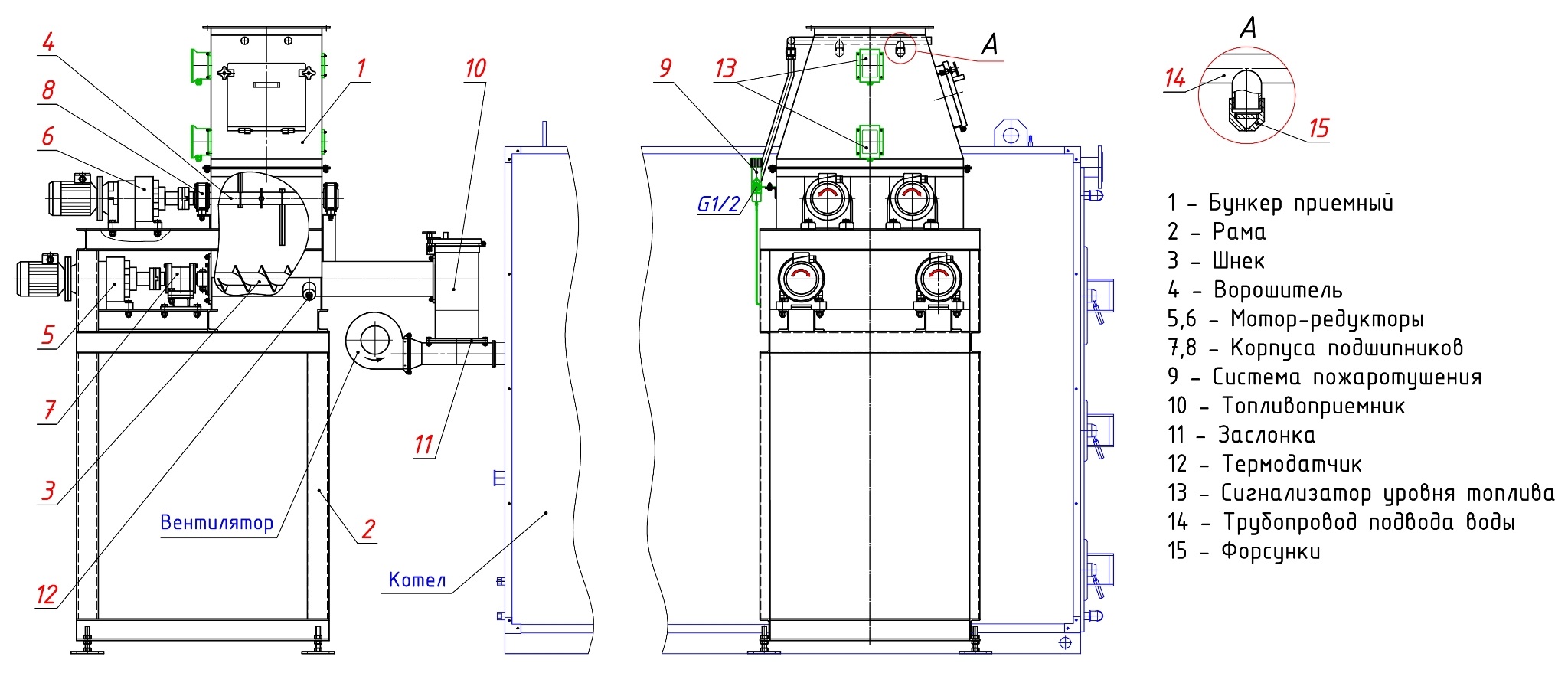 Система подачи топлива в пиролизный котел